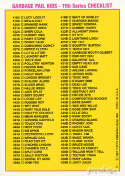 thumbnail image 2 of 1987 Topps Garbage Pail Kids Original Series 11 Complete 88-Card ERROR Set OS11 2 of 2
